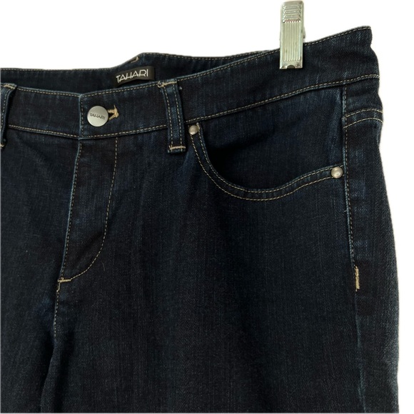 Tahari Dark Wash Indigo Jeans Mid Rise Straight Leg Size 10, 33” inseam - Picture 8 of 14
